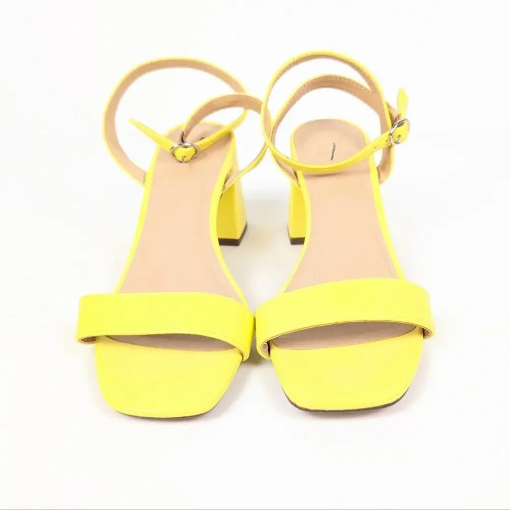 Wild Fable Yellow Square Toe Block Heel Sandals Size 6.5